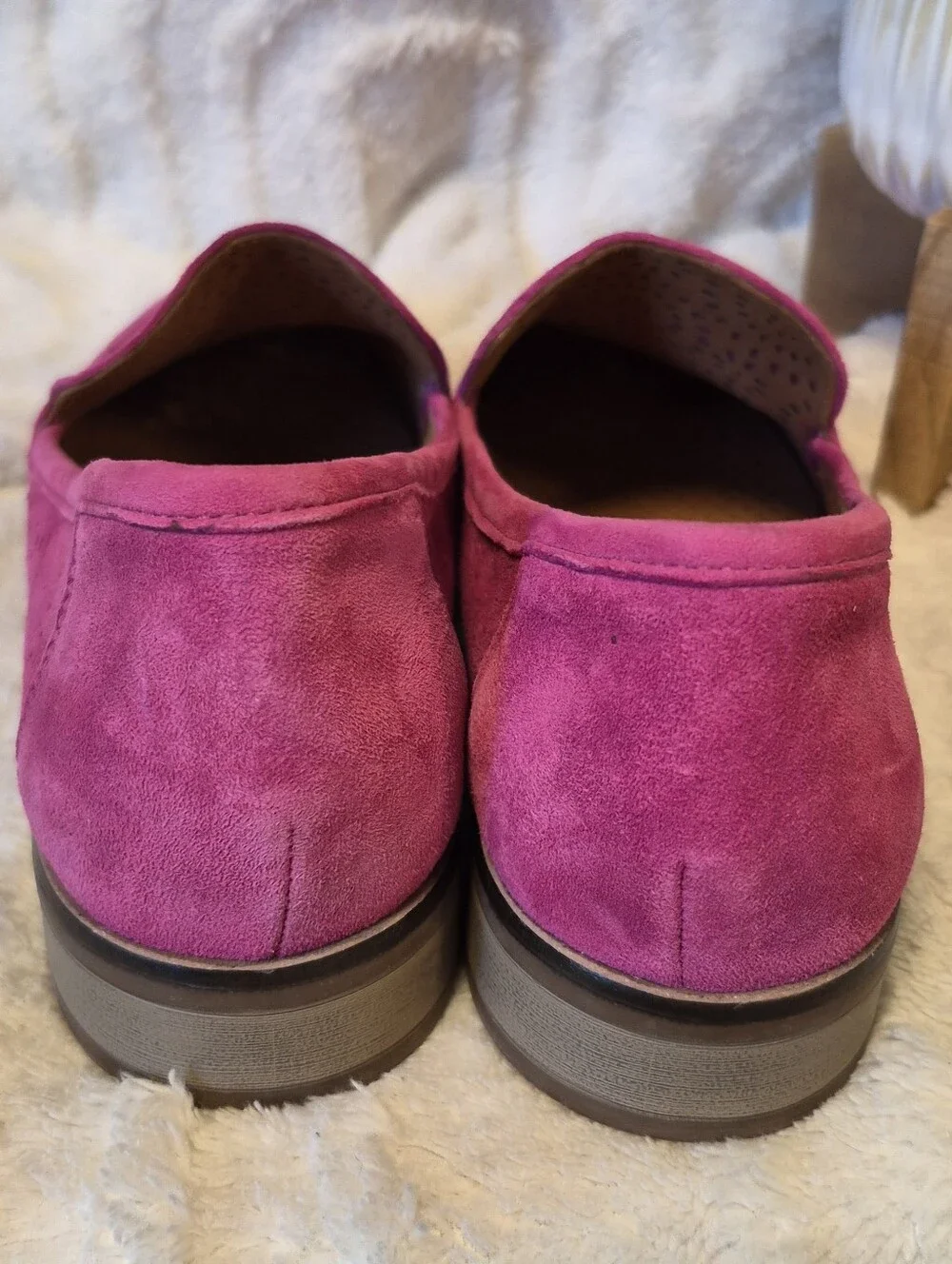 Clarks Magenta Suede Laser-Cut Loafers
